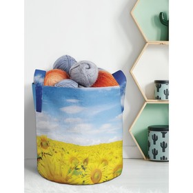 Текстильный мешок «Подсолнухи под небом», для хранения вещей и игрушек, размер 30х30 см, 18.9 л