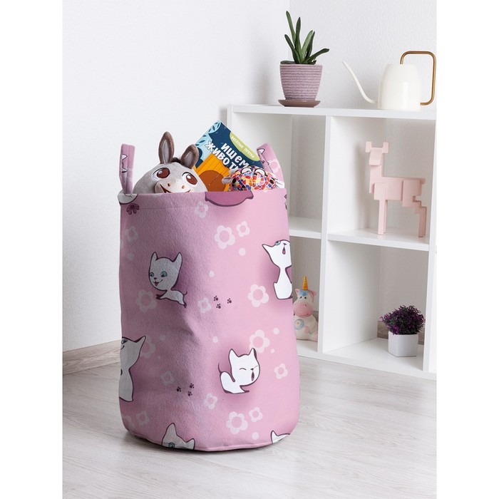 Корзина для игрушек «Цветочные коты, размер 35х50 см наклейка три кота радостные коты 35х50 см