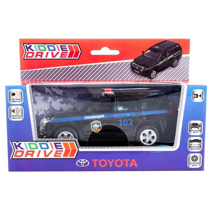 Модель автомобиля Toyota Prado ДПС, черный, инерционный, свет, звук