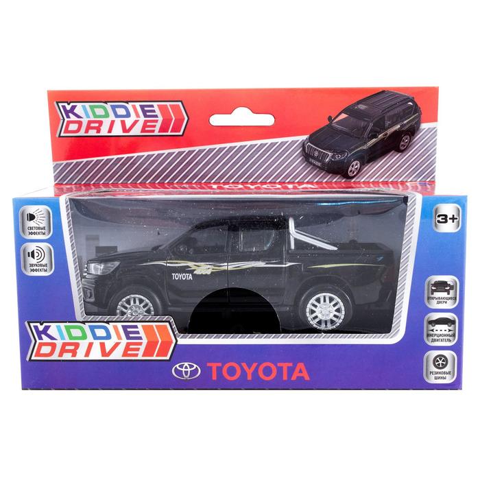 Модель автомобиля Toyota Hilux, черный, инерционный, свет, звук