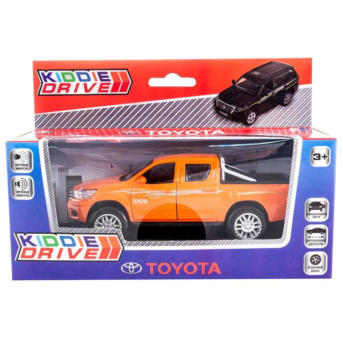Модель автомобиля Toyota Hilux, оранжевый, инерционный, свет, звук