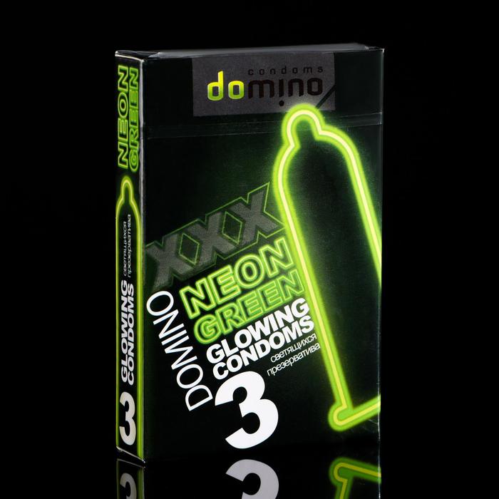Презервативы Domino neon green, 3 шт. фотографии