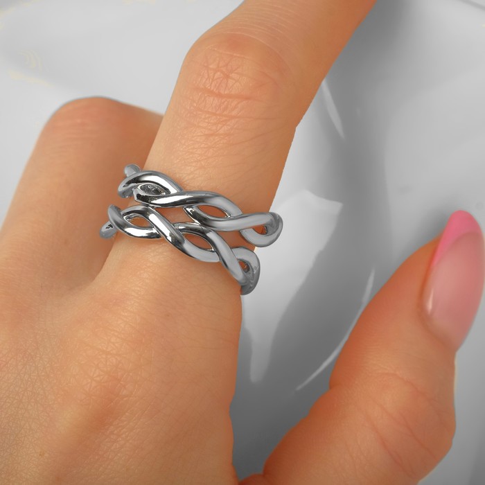 

Кольцо "Тренд" две косички, цвет серебро, безразмерное