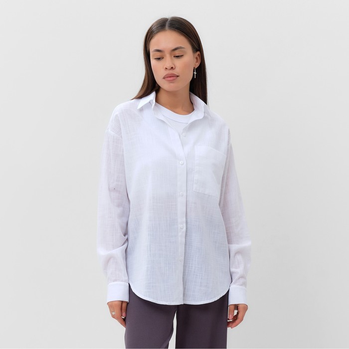 Рубашка женская льняная MIST, размер 52-54, цвет белый рубашка женская льняная mist размер 52 54 цвет белый