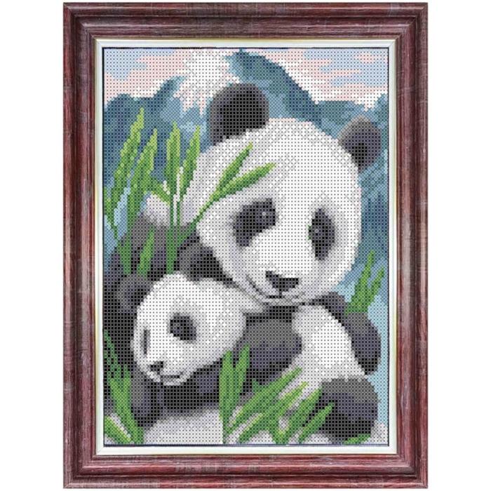 Канва с нанесённым рисунком для вышивки крестиком «Мамы и их зверята. Панды», размер 20,5x15,5 см