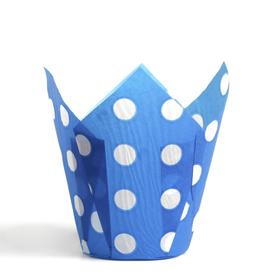 

Форма бумажная "Тюльпан", синий в белый горох, 5 х 8 см, набор 180 шт.