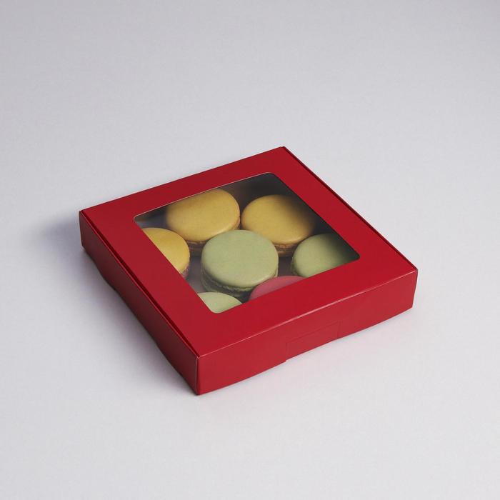 Коробка самосборная, с окном, красная, 16 х 16 х 3 см, набор 5 шт.
