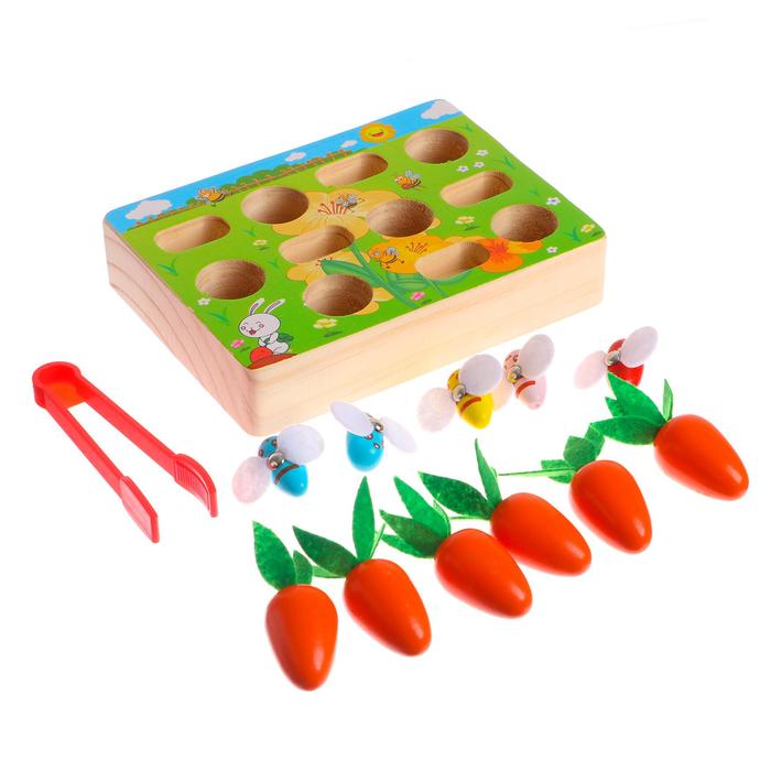 Детская развивающая игра «Достань морковку и пчёлку» 20×12,5×5 см