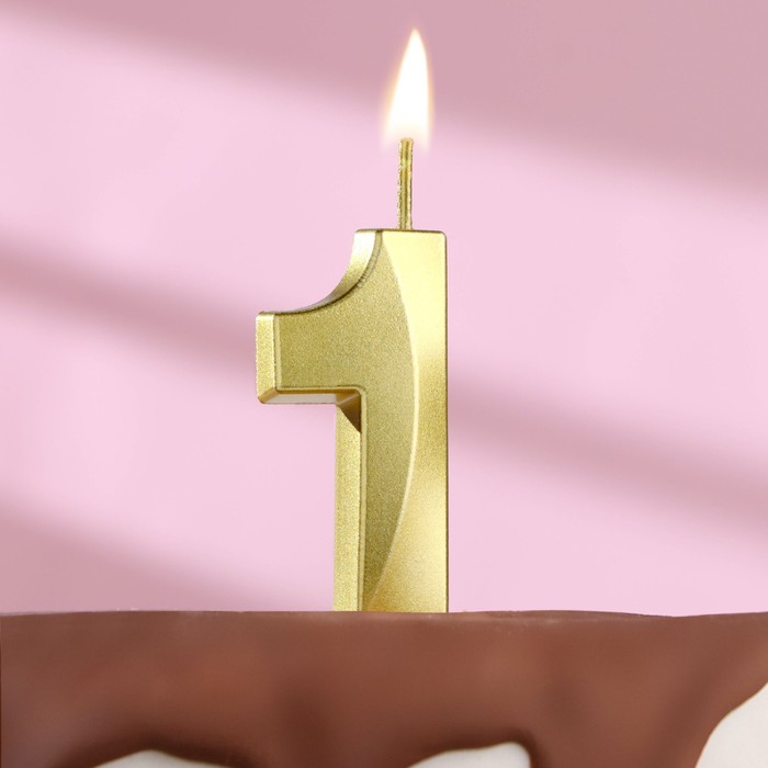 Свеча в торт на шпажке «Грань», цифра 1 ,золотая, 5 см свеча в торт на шпажке ‎грань цифра 2 золотая 13 см