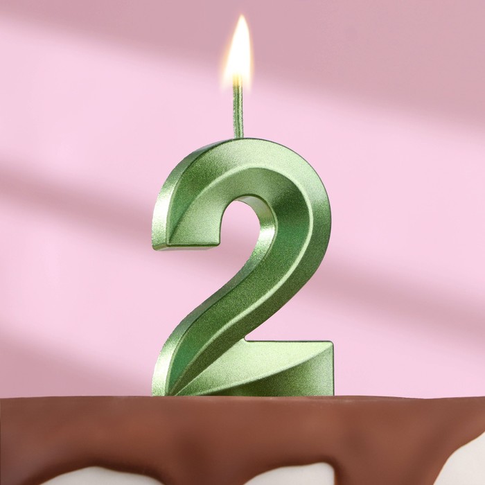 Свеча в торт на шпажке «‎Грань», цифра 2,изумруд, 5 см свеча в торт на шпажке грань цифра 2 золотая 5 см