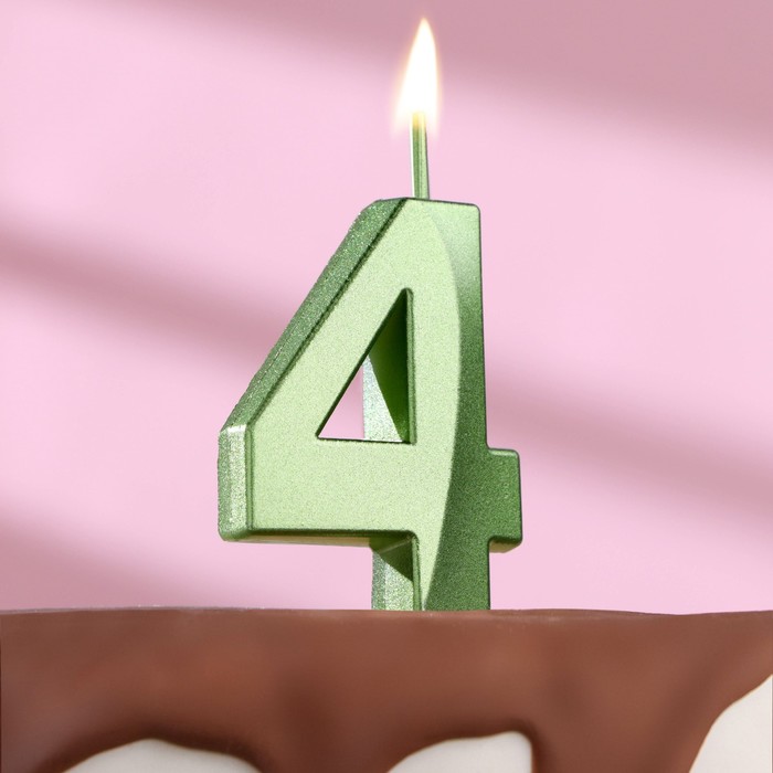 свеча в торт на шпажке акварельная цифра 4 5 5 см страна карнавалия Свеча в торт на шпажке «‎Грань», цифра 4,изумруд, 5 см