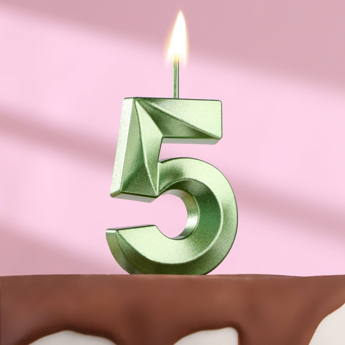 Свеча в торт на шпажке «‎Грань», цифра 5, изумруд, 5 см свеча в торт на шпажке ‎грань цифра 5 изумруд 5 см
