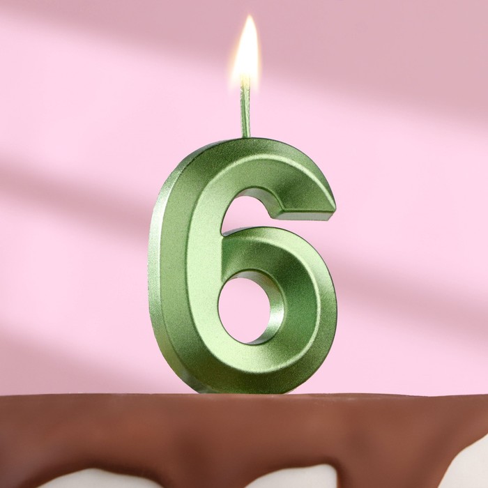 Свеча в торт на шпажке «‎Грань», цифра 6,изумруд, 5 см свеча в торт на шпажке ‎грань цифра 6 золотая 5 см