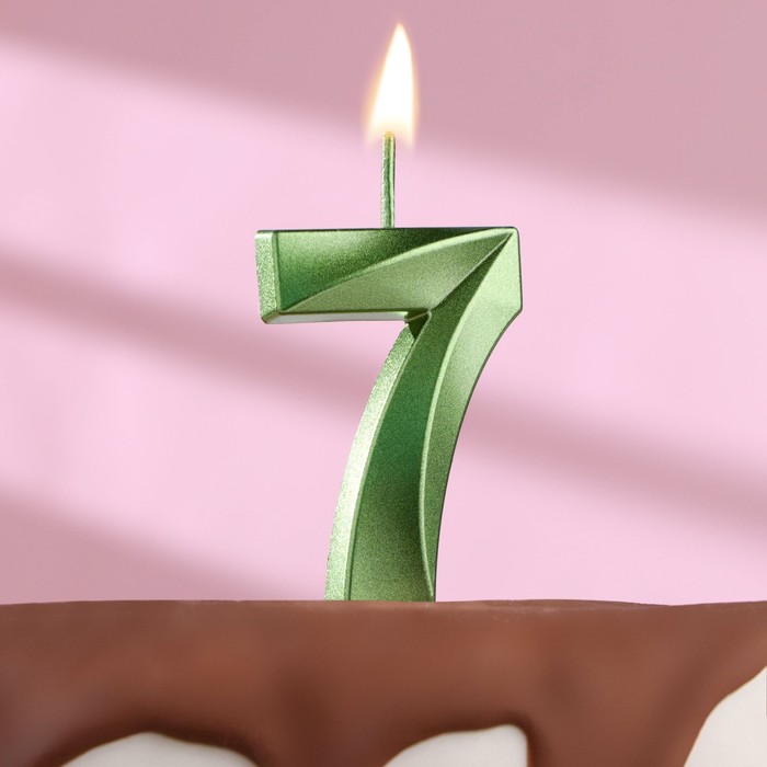 Свеча в торт на шпажке «‎Грань», цифра 7,изумруд, 5 см свеча в торт на шпажке ‎грань цифра 0 изумруд 5 см