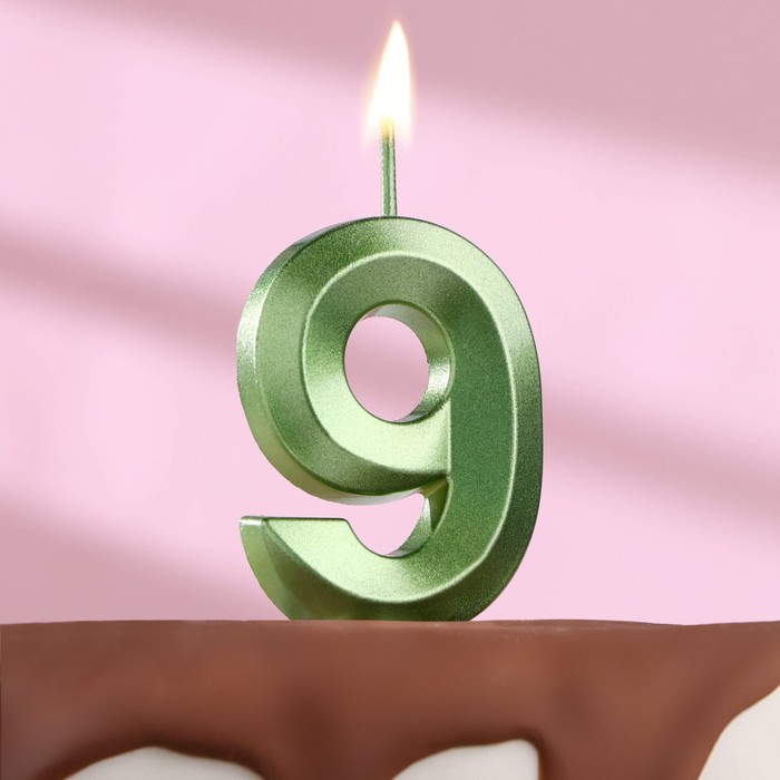 Свеча в торт на шпажке «‎Грань», цифра 9 ,изумруд, 5 см свеча в торт на шпажке ‎грань цифра 4 изумруд 5 см