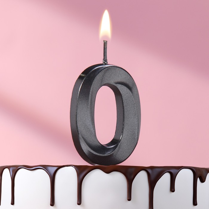 Свеча в торт на шпажке «‎Грань», цифра 0, черная, 5 см свеча в торт на шпажке ‎грань цифра 0 изумруд 5 см