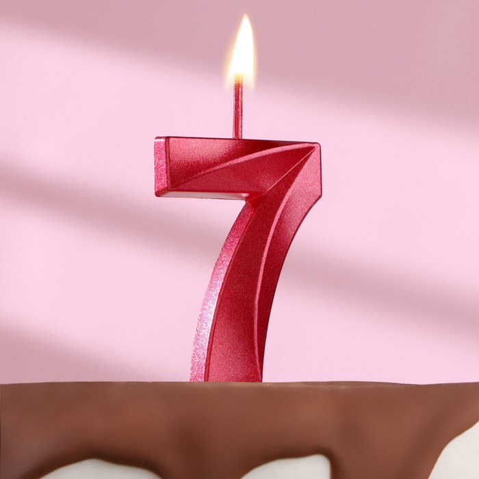 Свеча в торт на шпажке «‎Грань», цифра 7, 5 см, красная свеча в торт на шпажке ‎грань цифра 7 изумруд 5 см