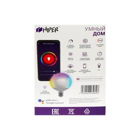 

Умная LED лампа HIPER, Wi-Fi, Е27, G125, 14 Вт, 2700-6500 К, 1200 Лм, RGB