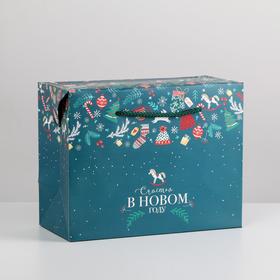 Пакет-коробка «Счастья в Новом году», 23 × 18 × 11 см Ош