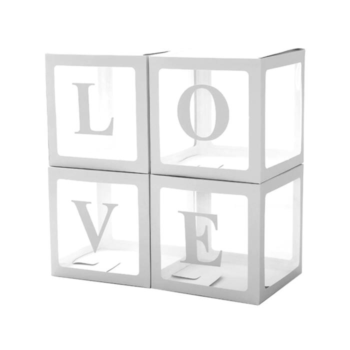

Набор коробок для воздушных шаров Love, белый, 30х30х30 см, 4 шт.