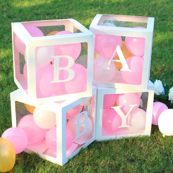 Набор коробок для воздушных шаров Baby, белый, 30*30*30 см, в упаковке 4 шт.