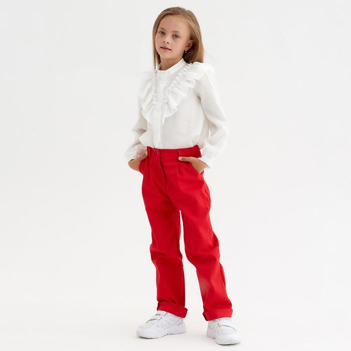 Брюки для девочки MINAKU: Casual collection KIDS, цвет красный, рост 140 см брюки для девочки minaku casual collection kids цвет красный рост 140 см