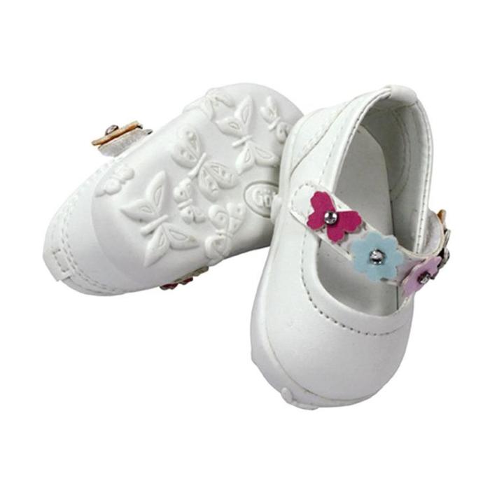 фото Туфли белые с цветочным ремешком, для куклы 42-50 см gotz