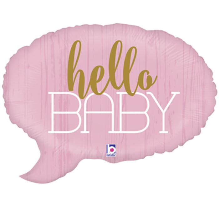 

Шар фольгированный 24" Hello baby, спич бабл, фигура, цвет розовый