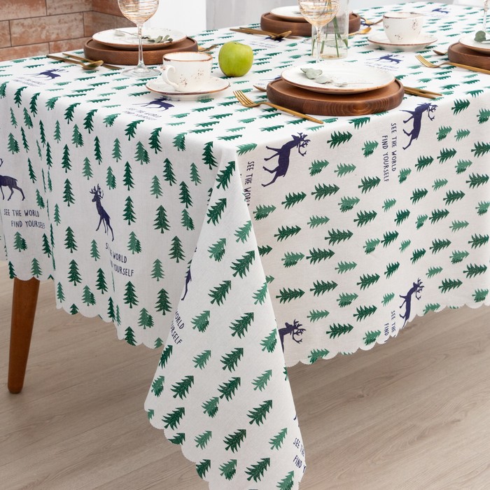 фото Скатерть доляна "елочки" 145х200±3см,100%пэ, рогожка 130 гр/м