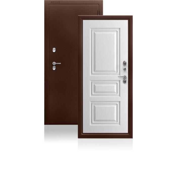 фото Входная дверь argus «тепло», 870 × 2050 мм, левая, цвет коричневый молоток/роял вуд белый