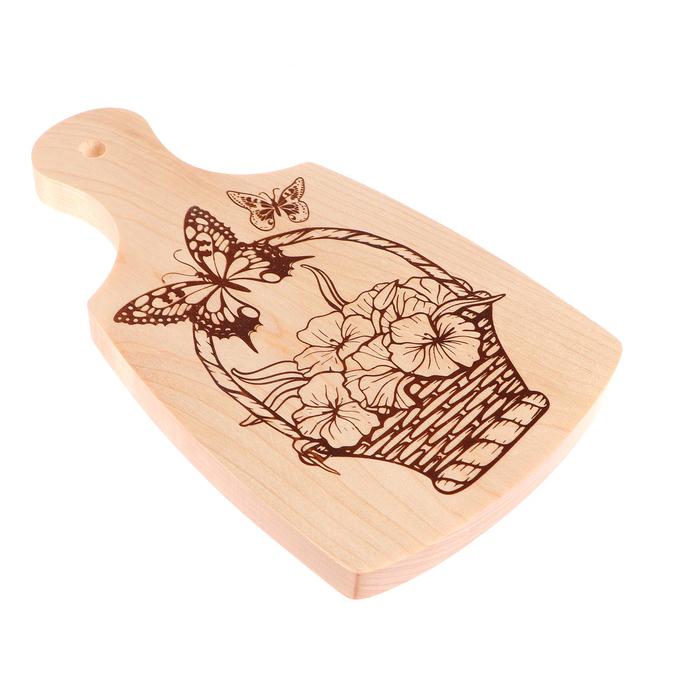 фото Разделочная доска для выжигания «корзина цветов» 13×23 см десятое королевство