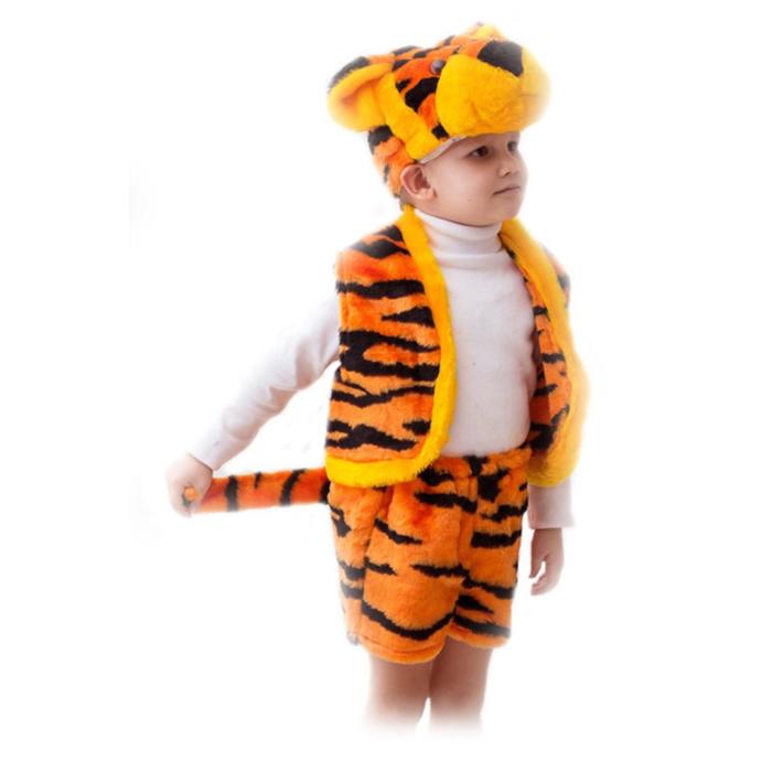 фото Карнавальный костюм «тигрёнок», шапка, жилет, шорты с хвостом, 3-5 лет, рост 104-116 см бока
