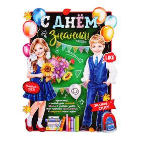 

Плакат "С Днём знаний!" фигурный, школьник и школьница, 60 х 45 см