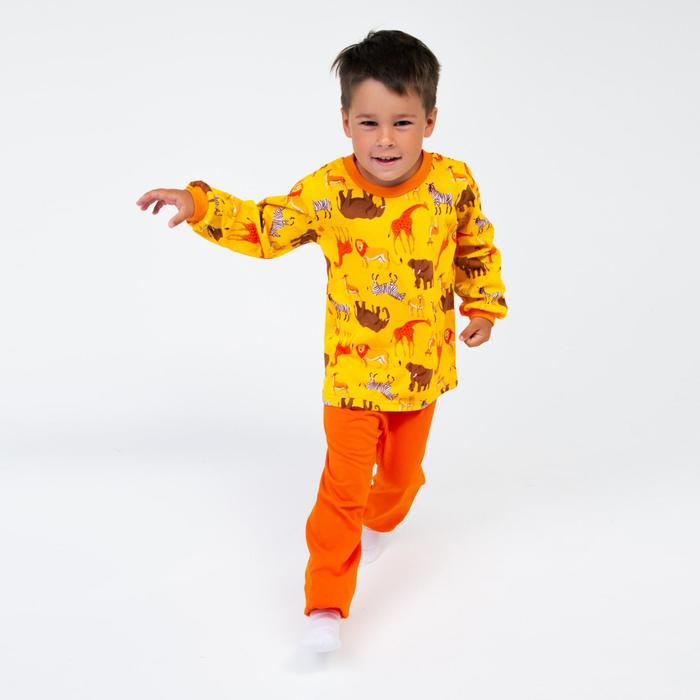 Пижама детская, цвет жёлтый/звери, рост 104 см