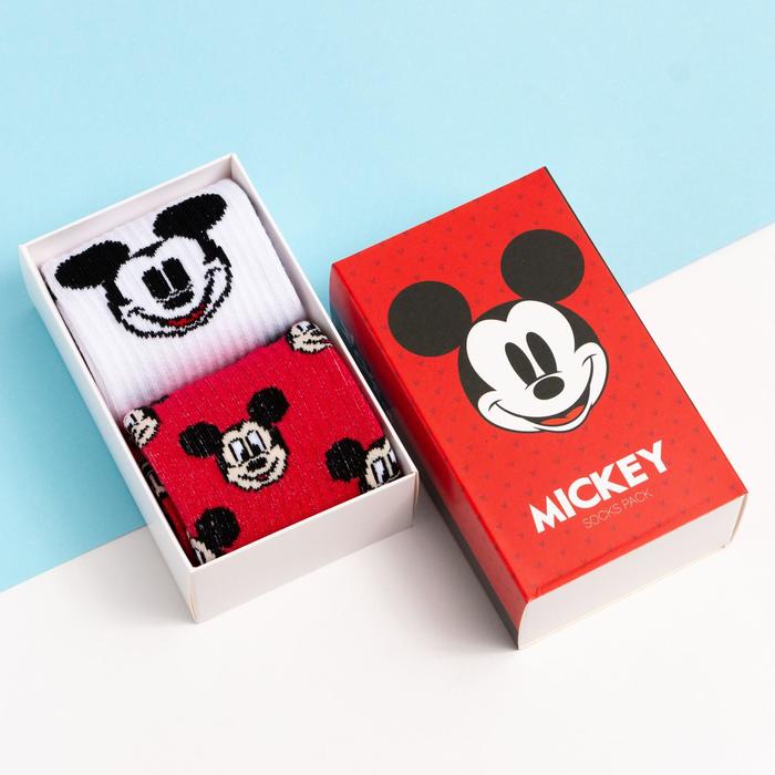 Набор носков Mickey Mouse, Микки Маус, 2 пары, 22-24 см мешок для обуви mickey mouse микки маус