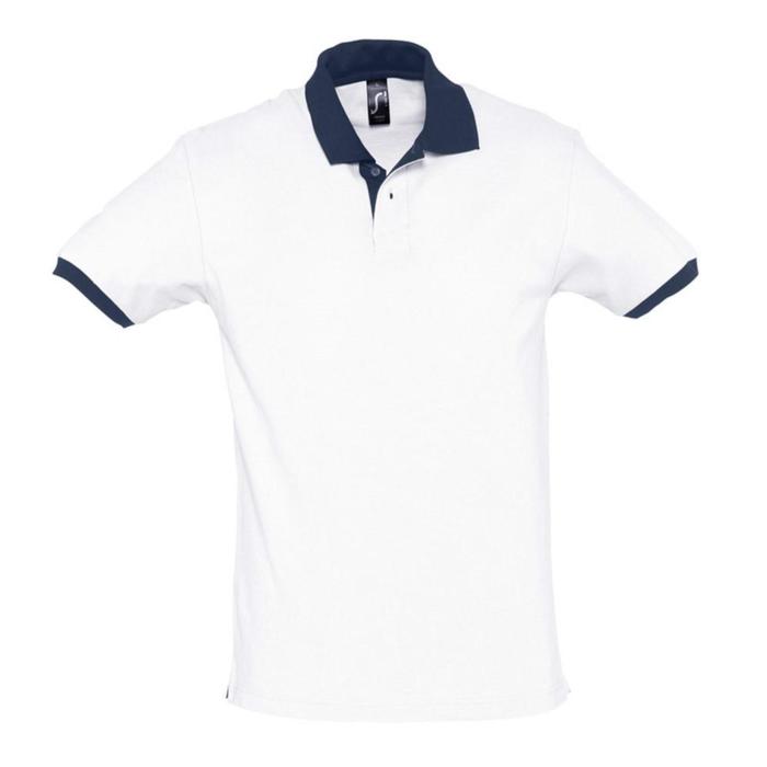 фото Рубашка поло мужская prince 190, размер s, цвет белый с тёмно-синим sol's