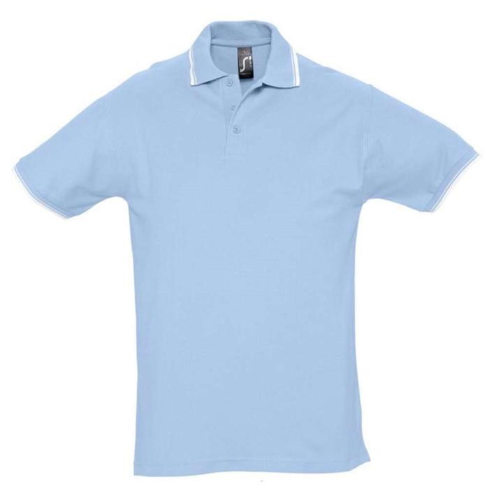 фото Рубашка поло мужская с контрастной отделкой practice 270, размер l, цвет голубой-белый sol's
