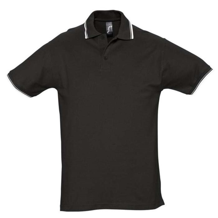 фото Рубашка поло мужская с контрастной отделкой practice 270, размер m, цвет чёрный sol's
