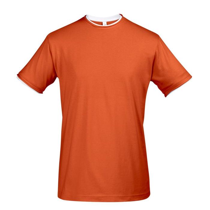 фото Футболка мужская с контрастной отделкой madison 170, размер l, цвет оранжево-белый sol's