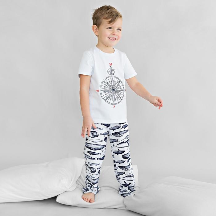 Пижама: футболка и брюки для мальчика «Мечтатель», рост 86-92 см, цвет белый