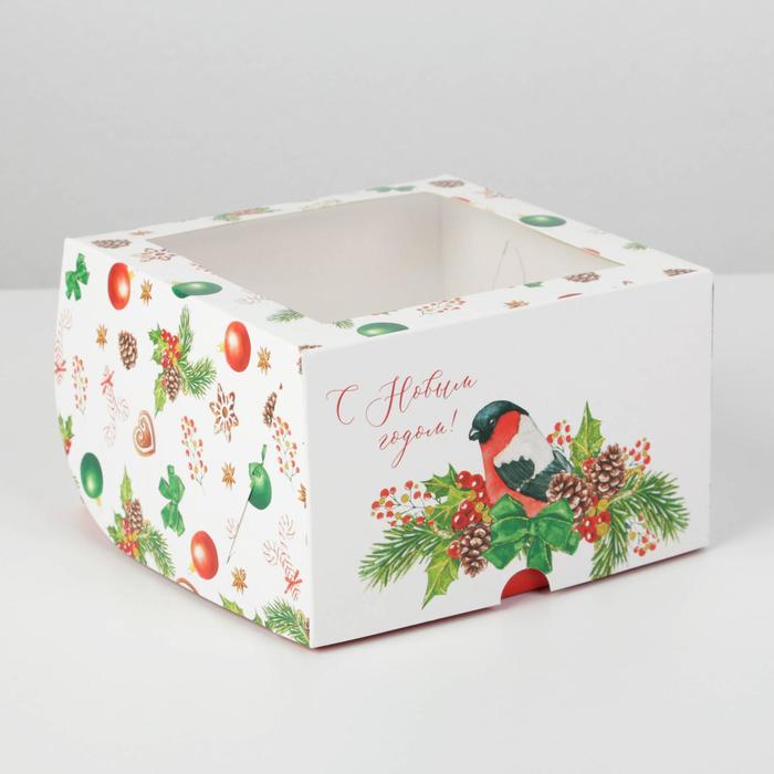Коробка для капкейков «С Новым Годом!» 16 х 16 х 10см коробка для капкейков милый зайчик 17 х 25 х 10см