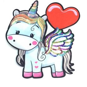 

Аппликация «Единорожка и красное сердце», размер 18x20 см