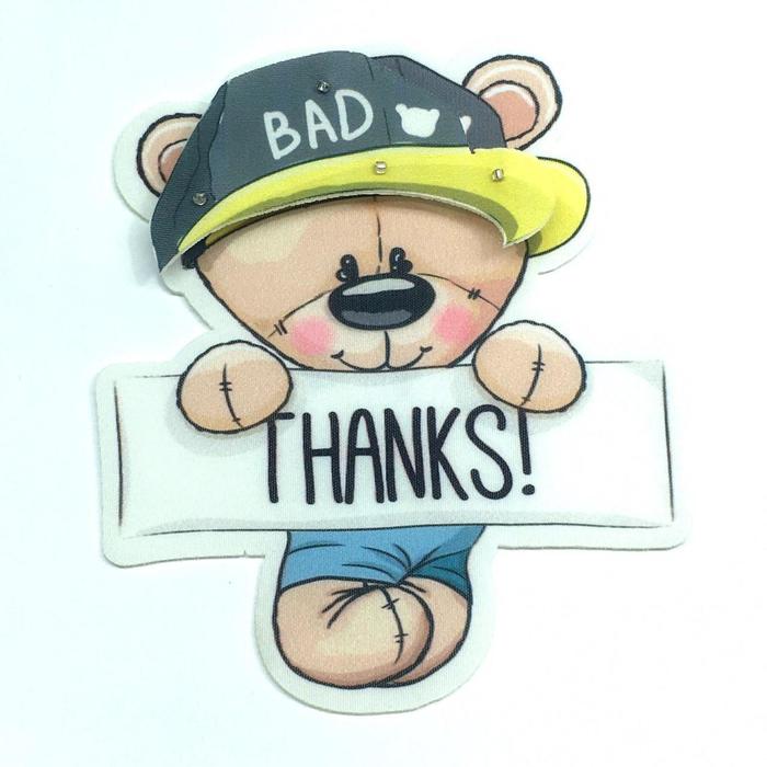 Нашивка «Мишка THANKS», 3D, размер 17x14 см