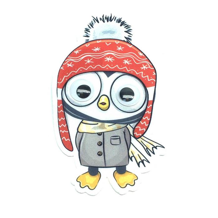 фото Нашивка «пингвиненок в красной шапке бегающие глазки», размер 20x10 см zzd