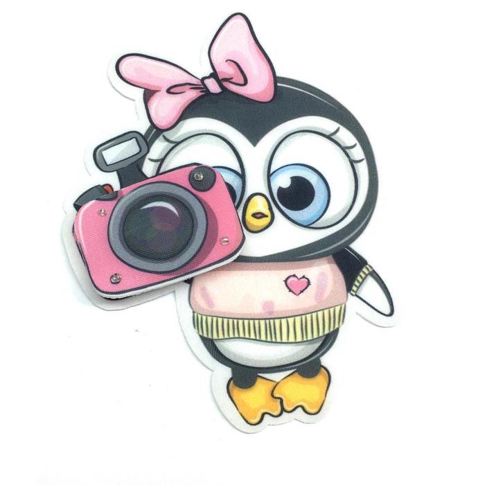 Нашивка «Пингвиненок с фотоаппаратом», 3D, размер 17x14 см