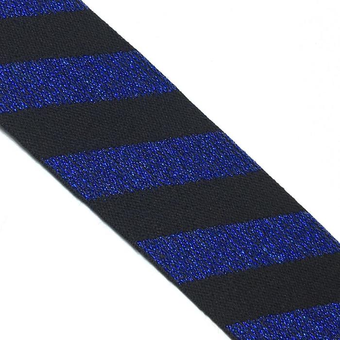 фото Резинка №24, размер 3,5 см 1 метр, цвет чёрный, синий полосы люрекс zzd