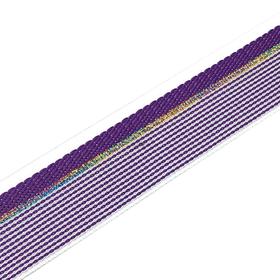 Тесьма, размер 2,8 см 1 метр, цвет фиолетовый, белый, строчка люрекс Ош