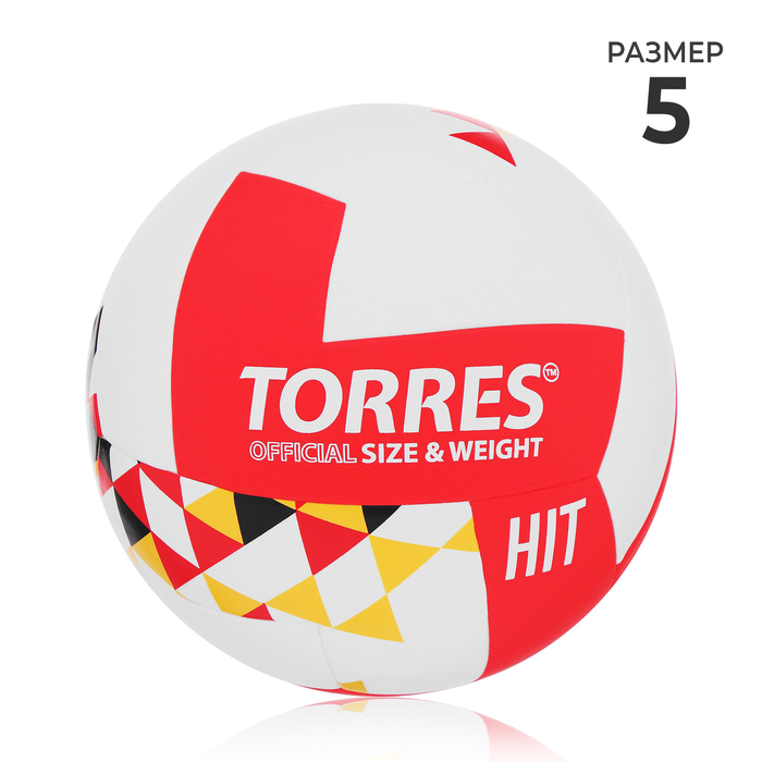 Мяч волейбольный TORRES Hit, PU, клееный, 12 панелей, р. 5 мяч волейбольный torres bm400 tpu клееный 18 панелей р 5