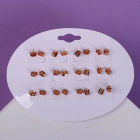 

Набор серьги 12 пар "Бантики", цветные в золоте