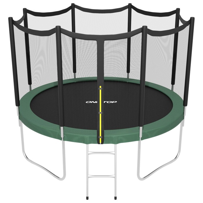 Батут ONLYTOP, d=366 см, высота сетки 173 см, с лестницей, цвет зелёный
